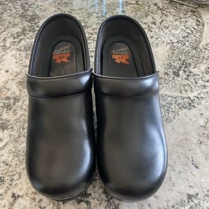 Black Genuine Leather Dansko Clogs